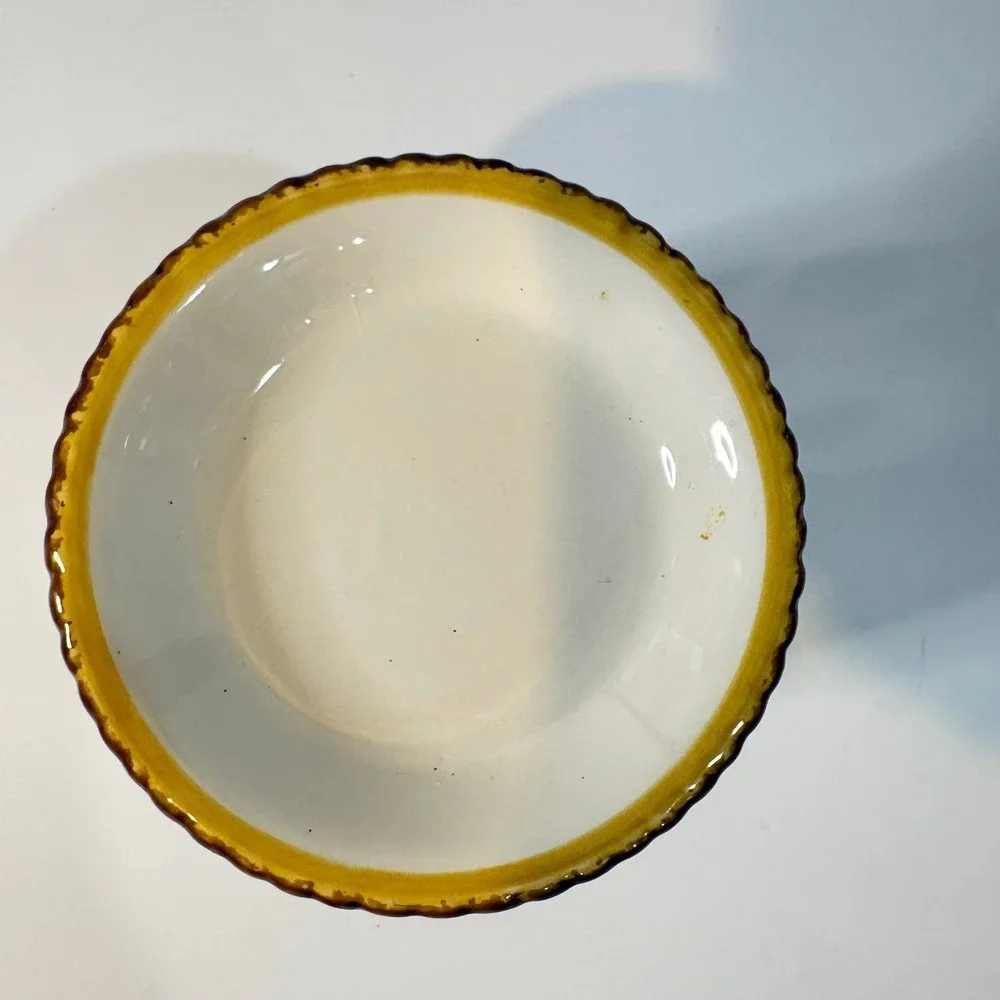 Autumn Leaves Ceramic Tea Light Wax Warmer Fall Acorn Scalloped Rim Cream 5in